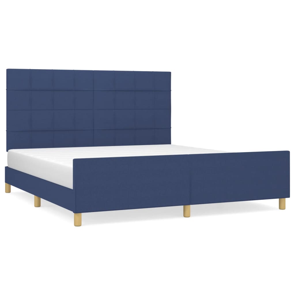 vidaXL Cama sin colchón tela azul 180x200 cm