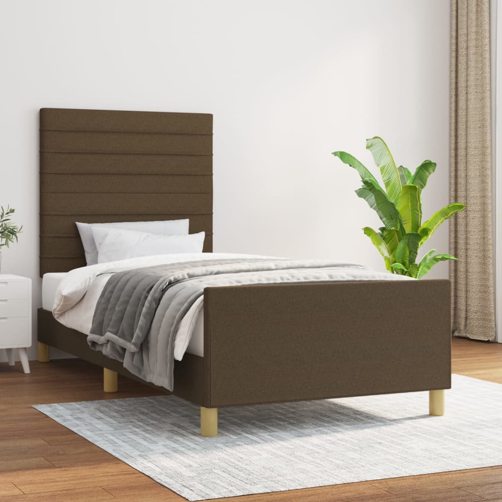 vidaXL Estructura de cama sin colchón tela marrón oscuro 80x200 cm