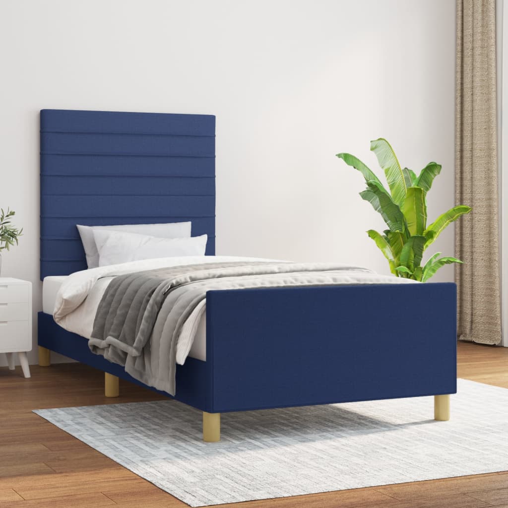 vidaXL Estructura de cama con cabecero de tela azul 80x200 cm