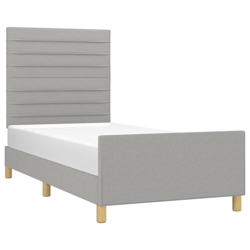 vidaXL Estructura de cama con cabecero de tela gris claro 90x190 cm