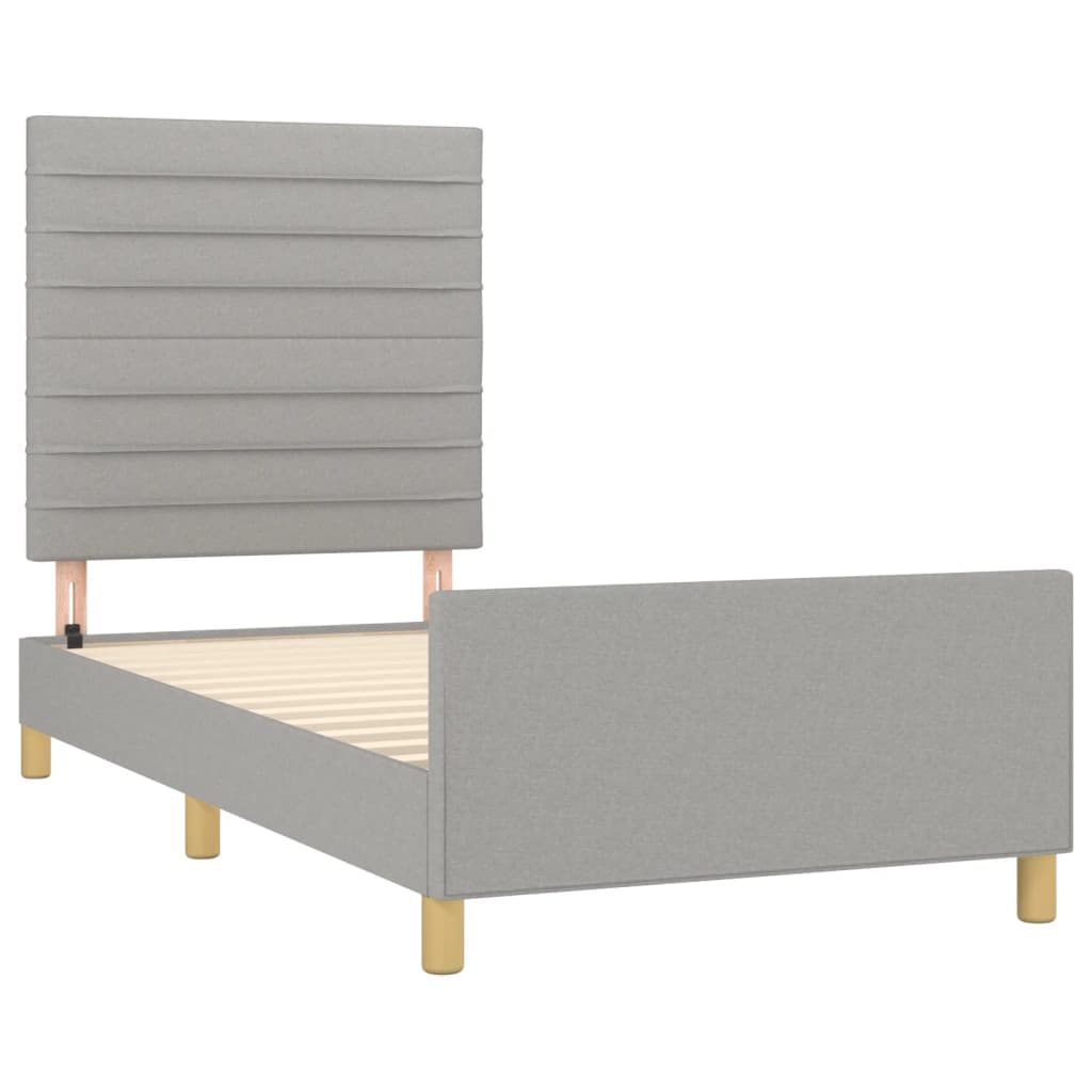 vidaXL Estructura de cama con cabecero de tela gris claro 90x190 cm