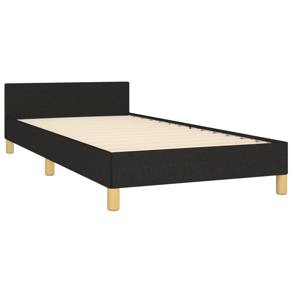 vidaXL Estructura de cama con cabecero de tela negro 90x190 cm