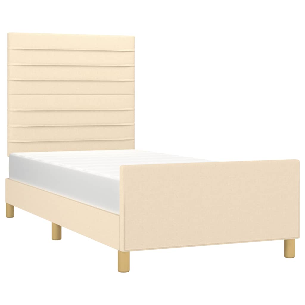 vidaXL Estructura de cama sin colchón tela crema 90x190 cm