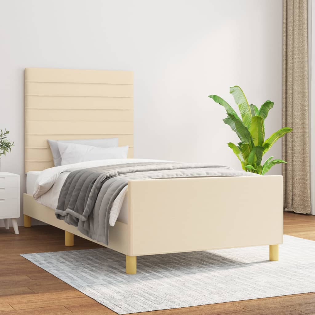 vidaXL Estructura de cama sin colchón tela crema 90x200 cm