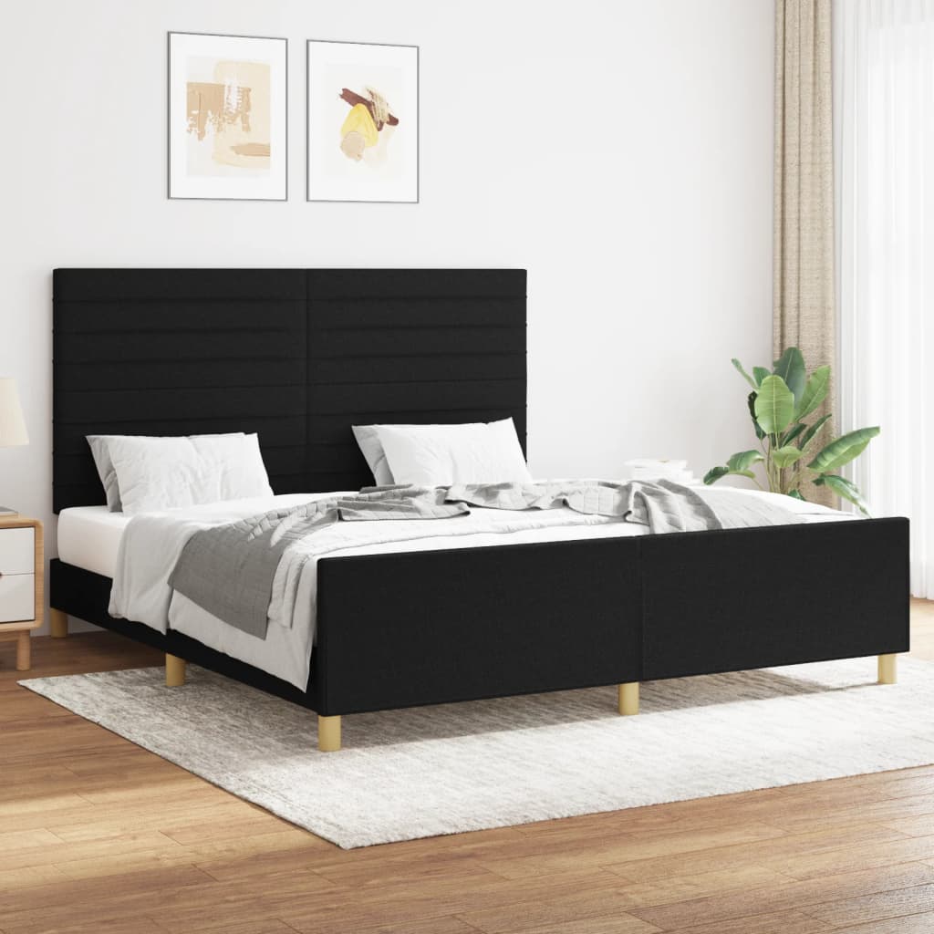 vidaXL Cama sin colchón tela negro 160x200 cm