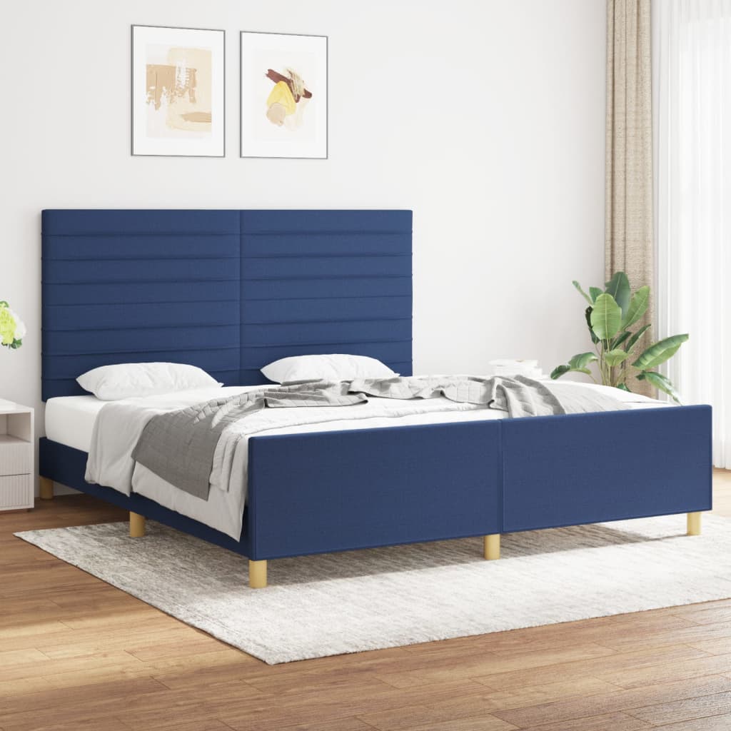 vidaXL Cama sin colchón tela azul 180x200 cm