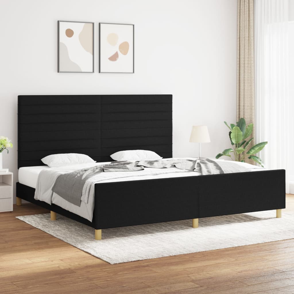 vidaXL Cama sin colchón tela negro 200x200 cm