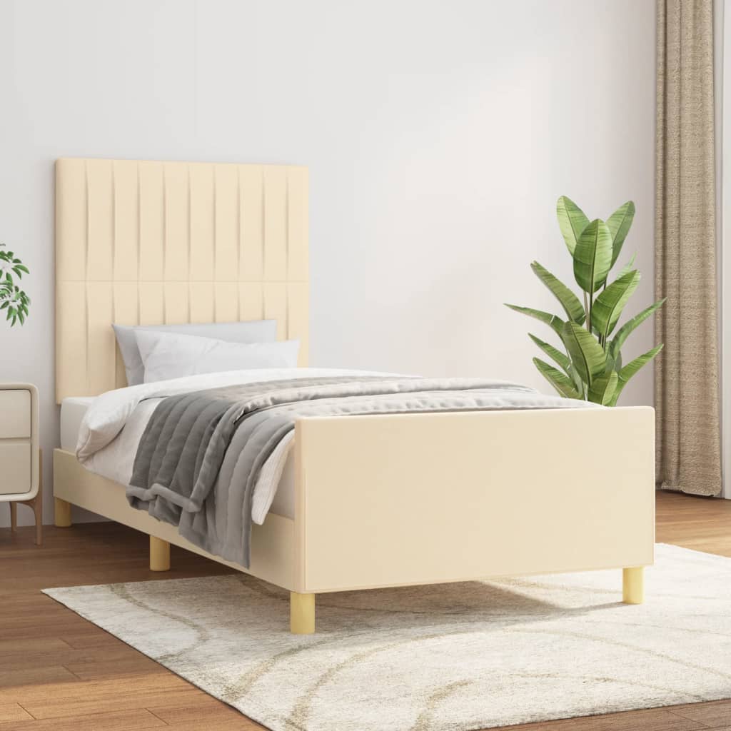 vidaXL Estructura de cama sin colchón tela crema 80x200 cm