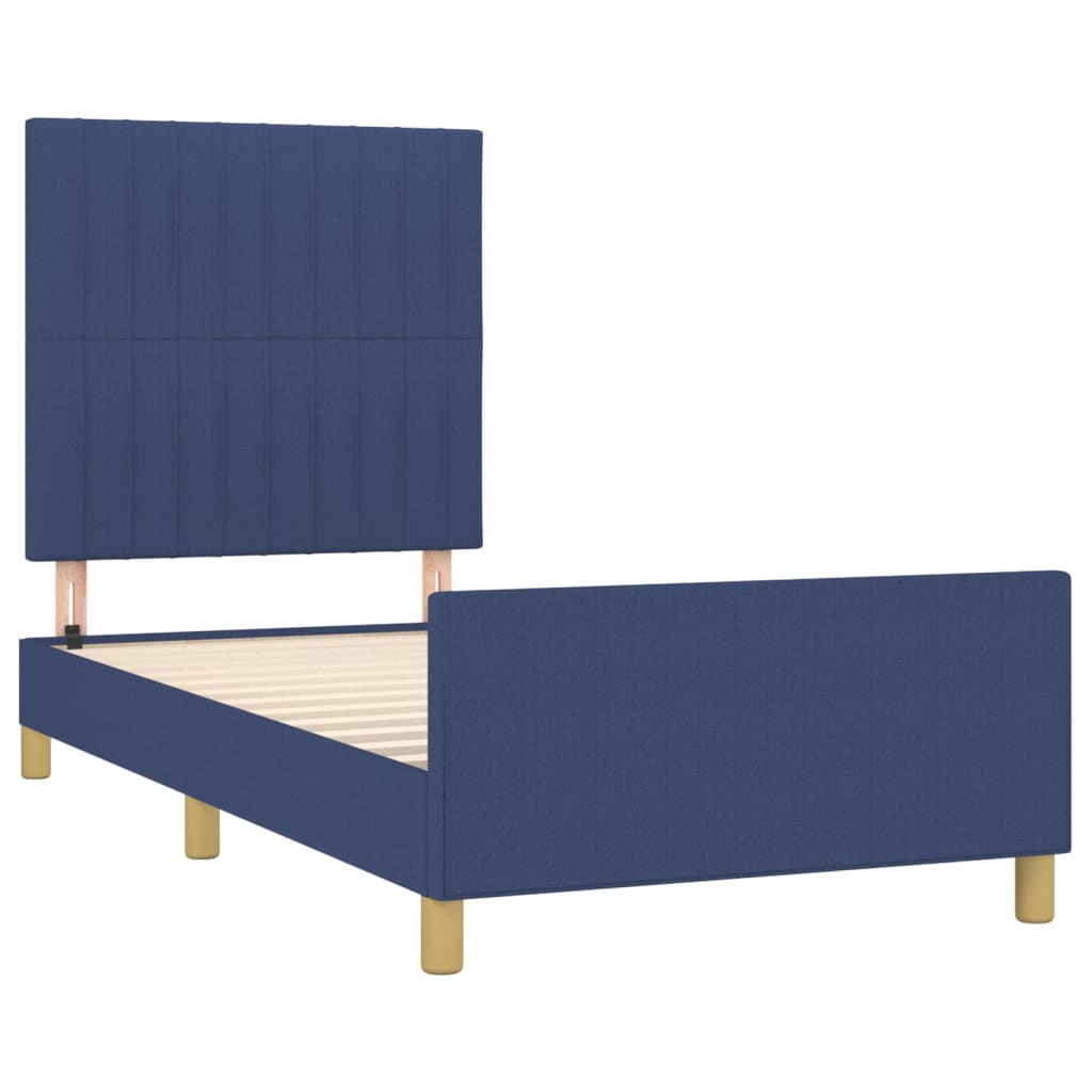 vidaXL Estructura de cama con cabecero de tela azul 80x200 cm