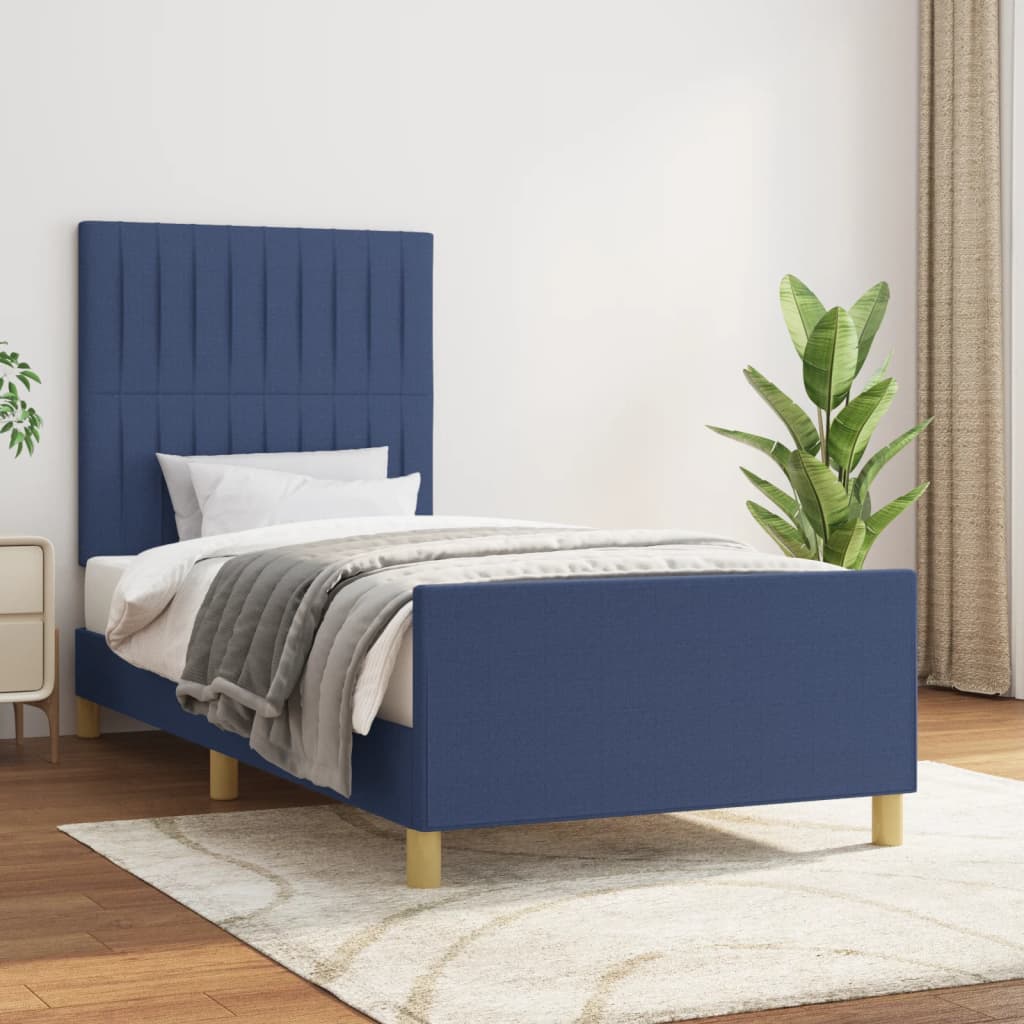 vidaXL Estructura de cama con cabecero de tela azul 80x200 cm