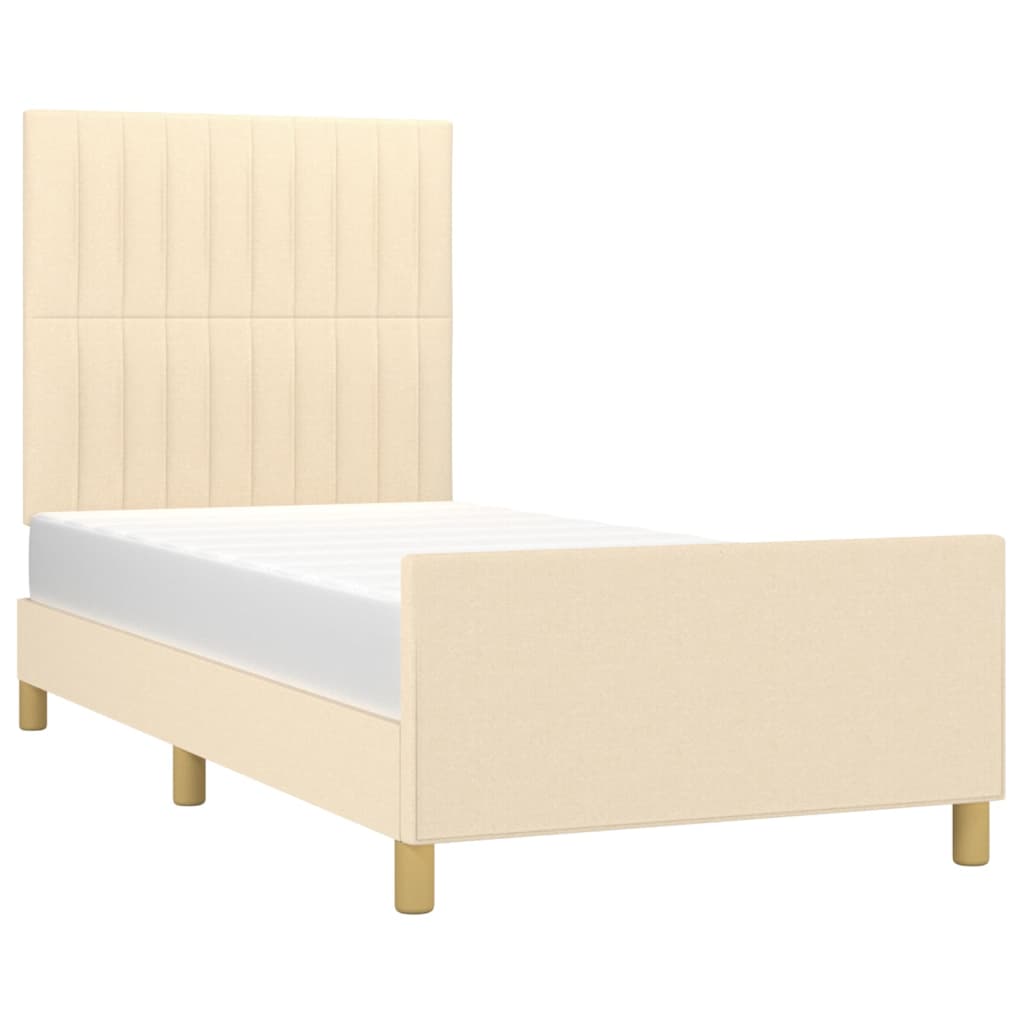 vidaXL Estructura de cama sin colchón tela crema 90x190 cm