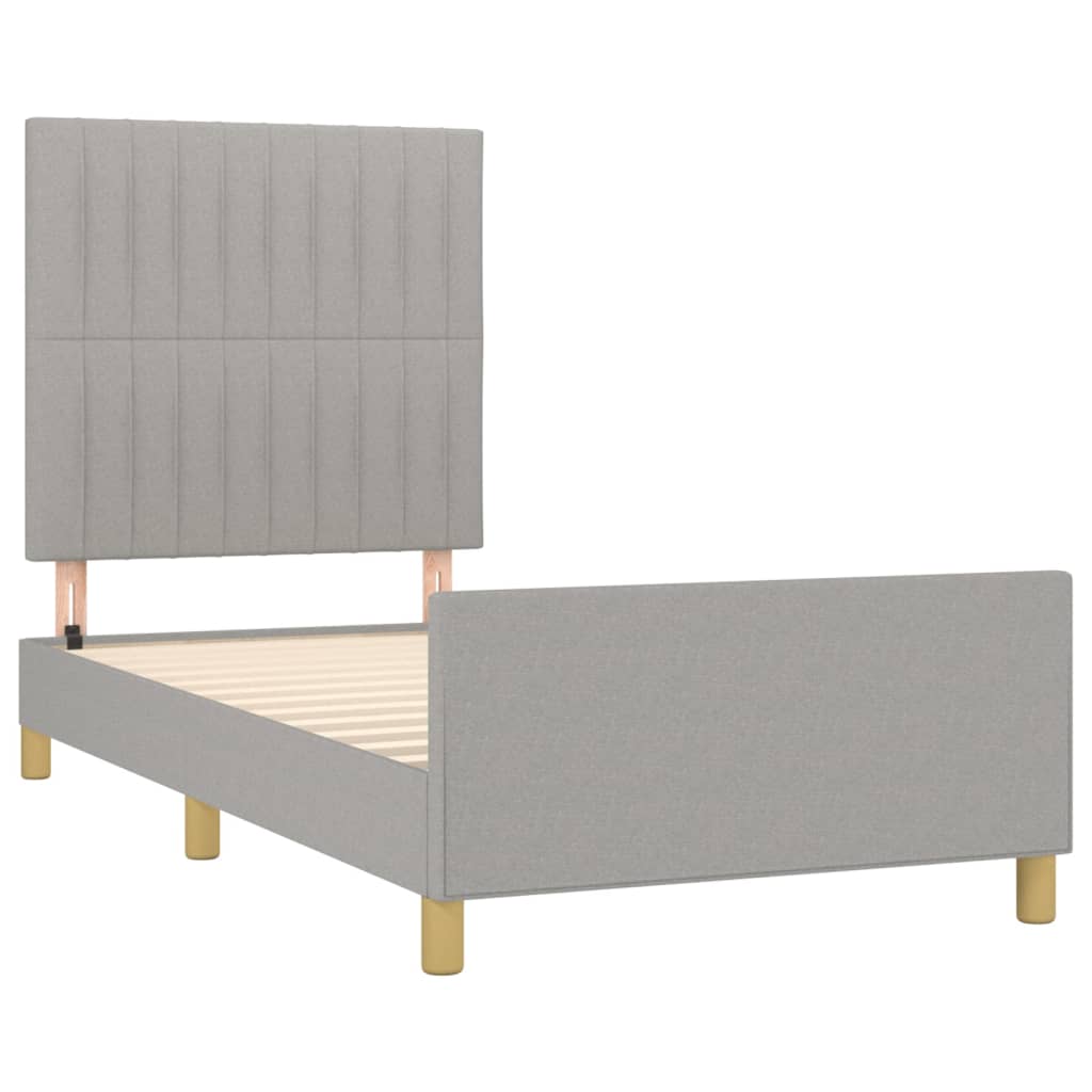 vidaXL Estructura de cama con cabecero de tela gris claro 90x200 cm