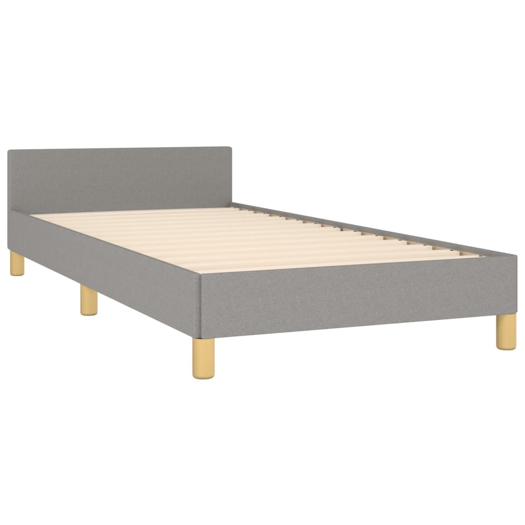 vidaXL Estructura de cama con cabecero de tela gris claro 90x200 cm