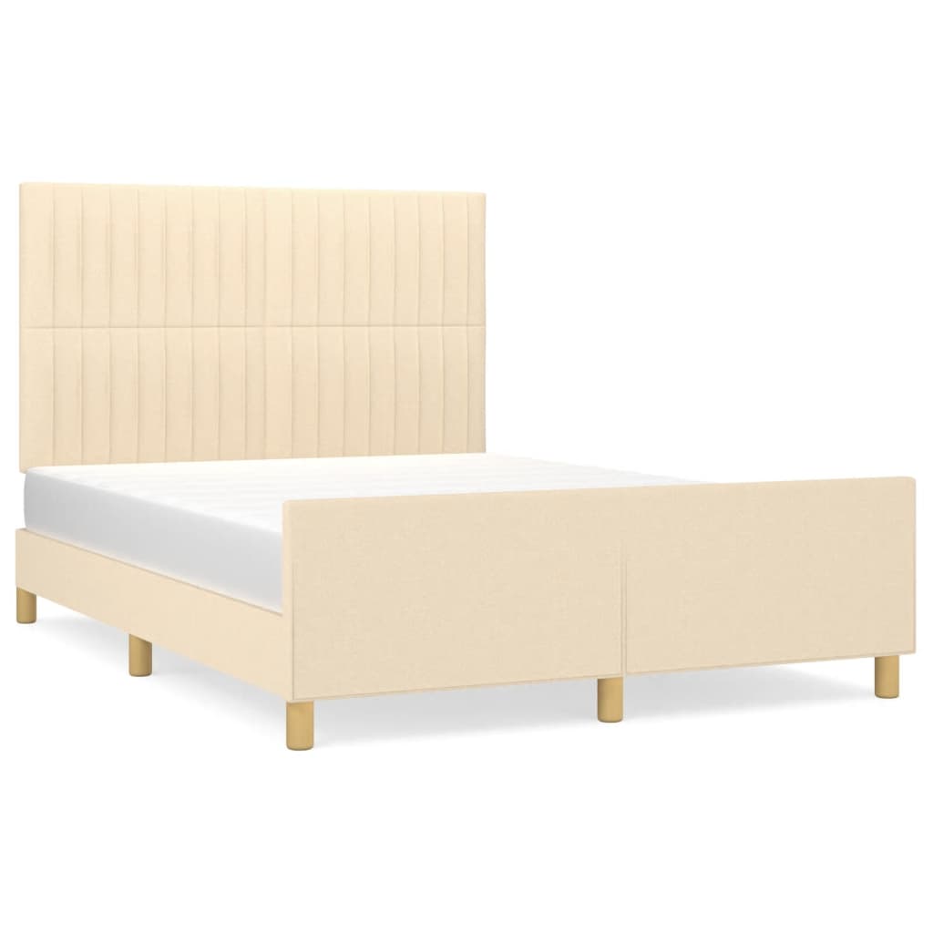 vidaXL Cama sin colchón tela color crema 140x190 cm