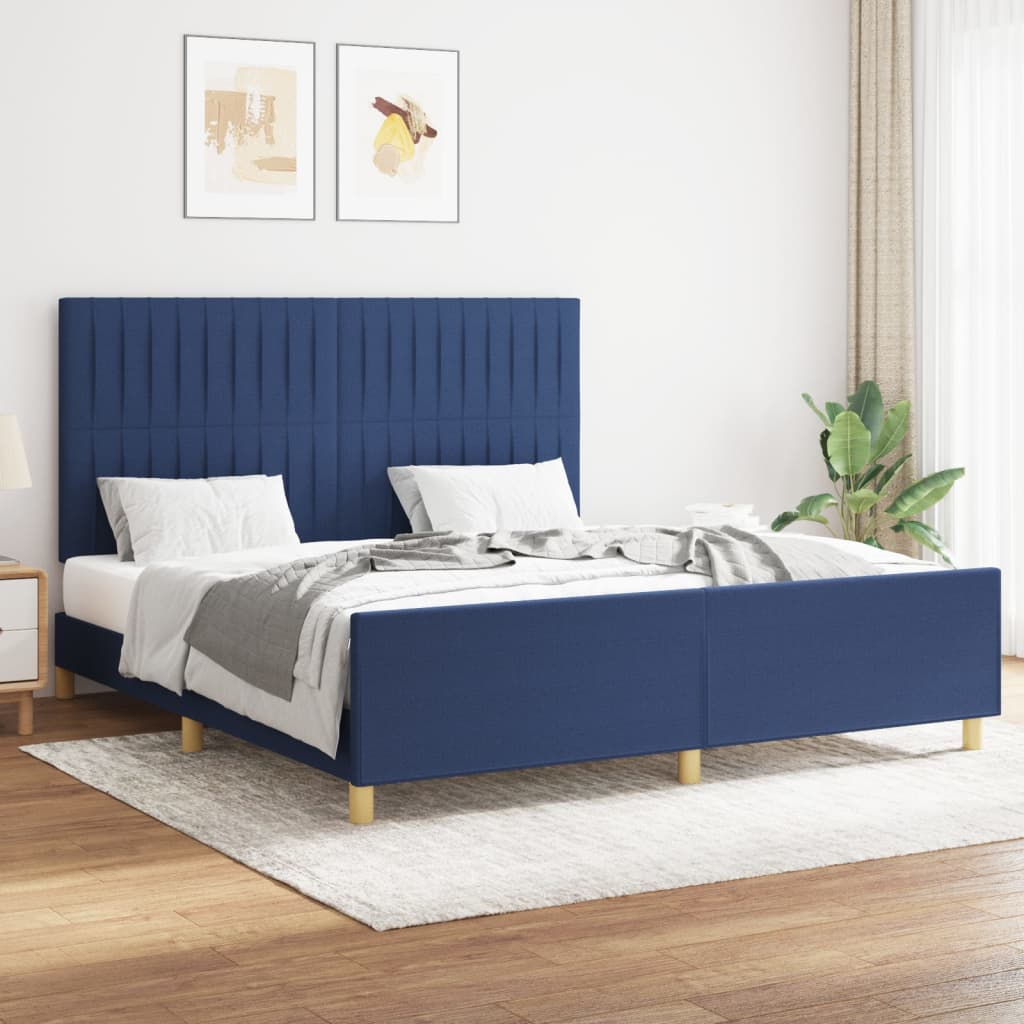 vidaXL Cama sin colchón tela azul 160x200 cm