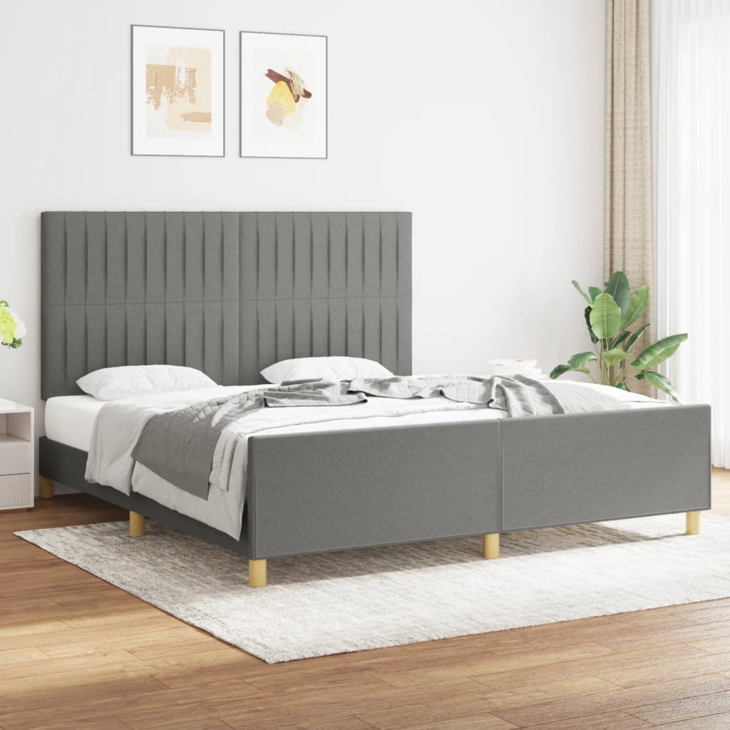 vidaXL Cama sin colchón de tela gris oscuro 180x200 cm