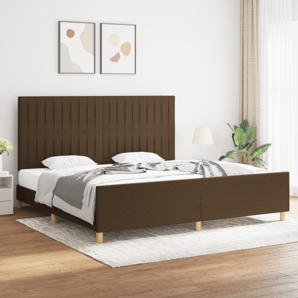 vidaXL Cama sin colchón tela marrón oscuro 200x200 cm