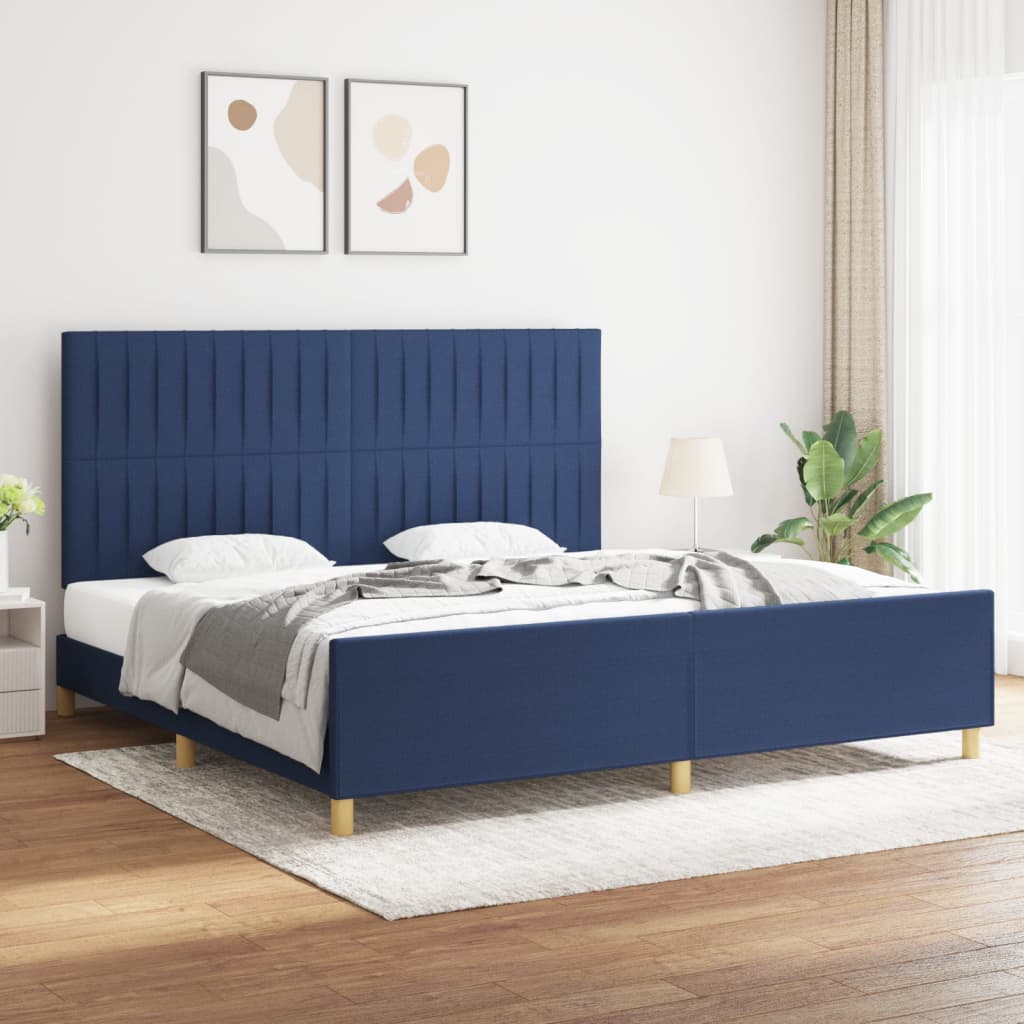 vidaXL Cama sin colchón tela azul 200x200 cm