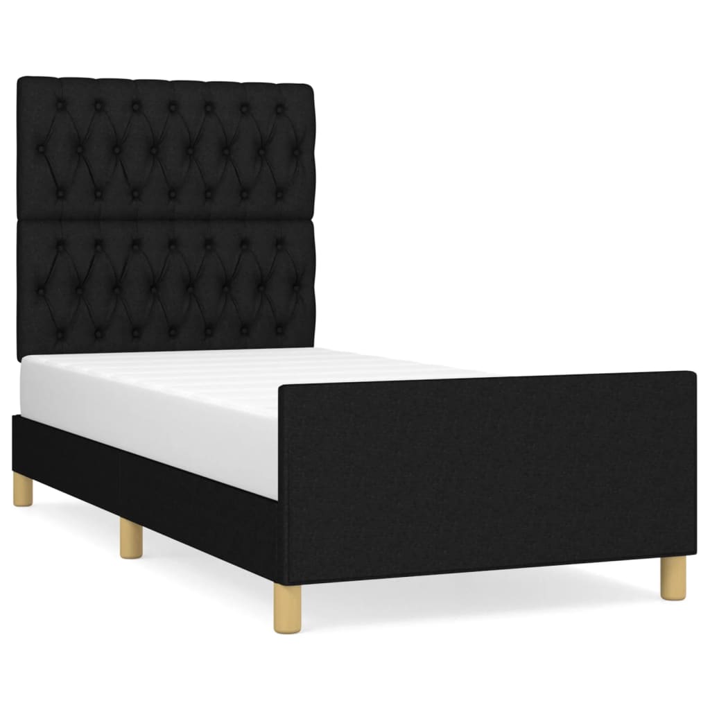 vidaXL Estructura de cama sin colchón tela negro 90x190 cm