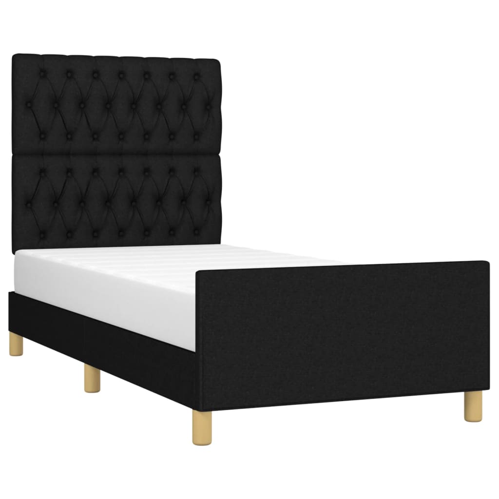 vidaXL Estructura de cama sin colchón tela negro 90x190 cm