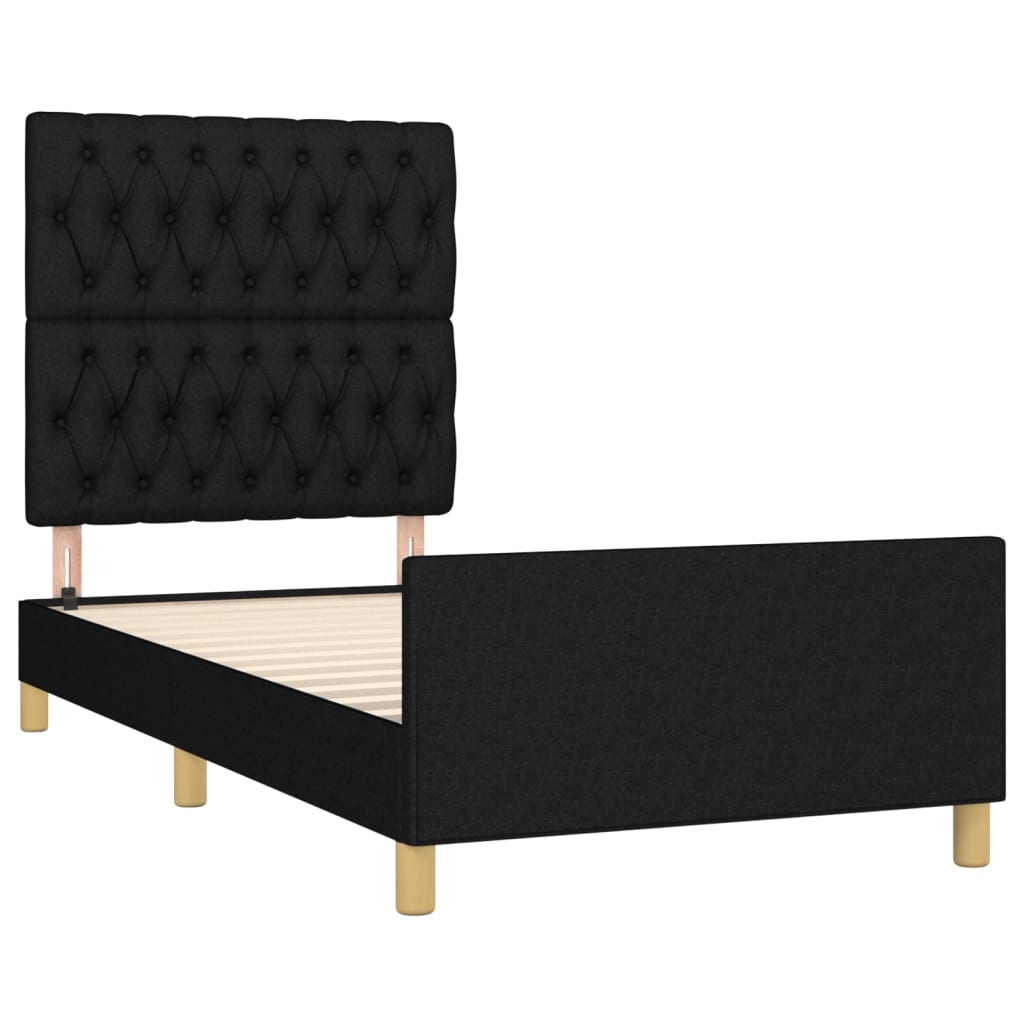 vidaXL Estructura de cama sin colchón tela negro 90x190 cm