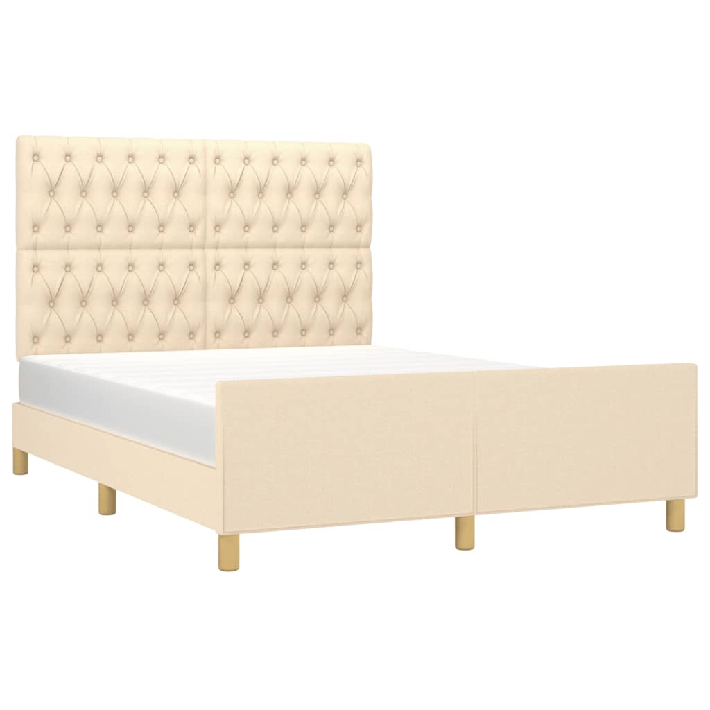 vidaXL Cama sin colchón tela color crema 140x190 cm