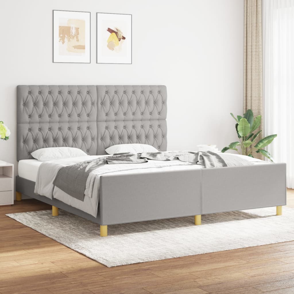 vidaXL Cama sin colchón tela gris claro 180x200 cm