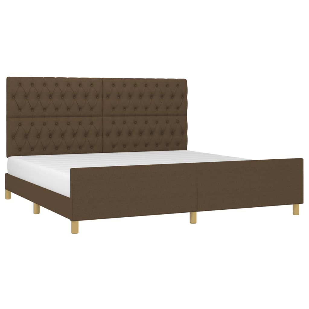 vidaXL Estructura de cama con cabecero de tela marrón oscuro 200x200cm