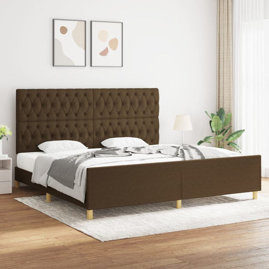 vidaXL Estructura de cama con cabecero de tela marrón oscuro 200x200cm