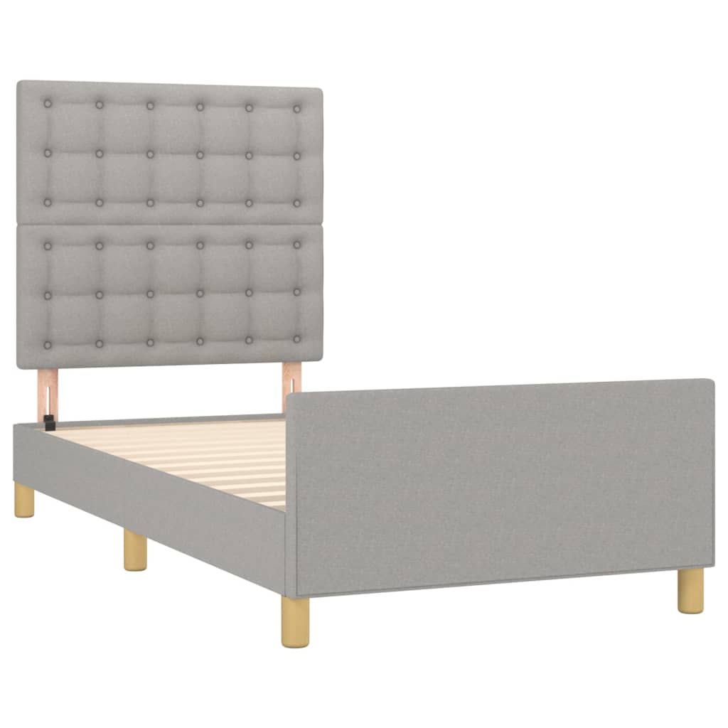 vidaXL Estructura de cama con cabecero de tela gris claro 80x200 cm