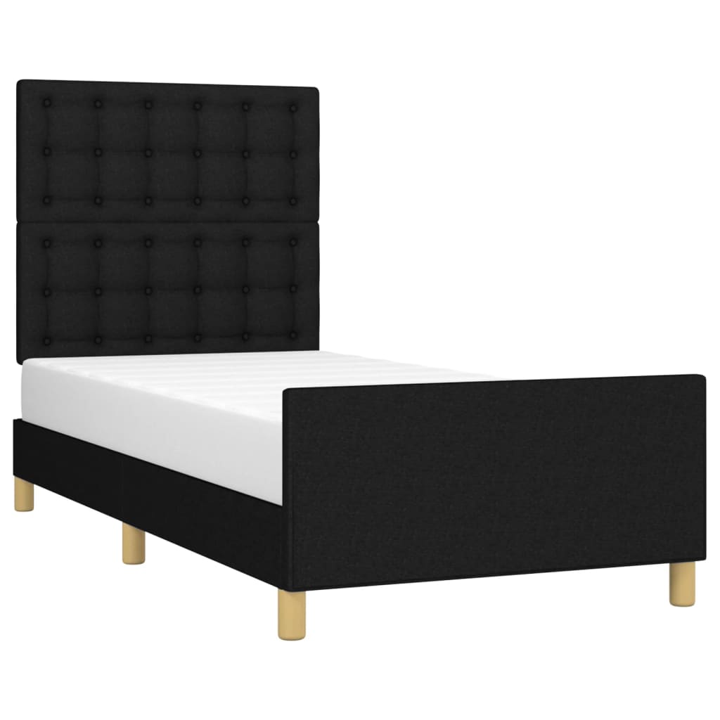 vidaXL Estructura de cama con cabecero de tela negro 80x200 cm