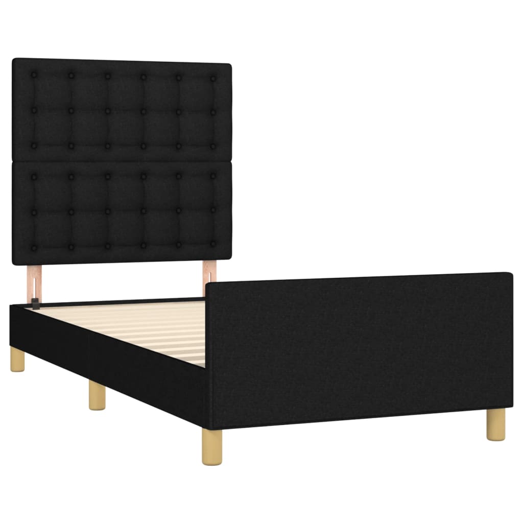 vidaXL Estructura de cama con cabecero de tela negro 80x200 cm