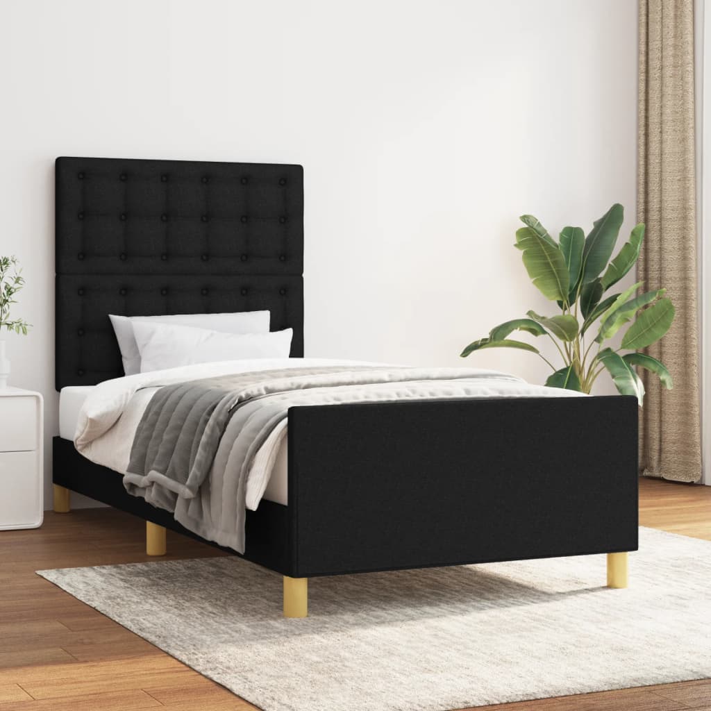 vidaXL Estructura de cama con cabecero de tela negro 80x200 cm