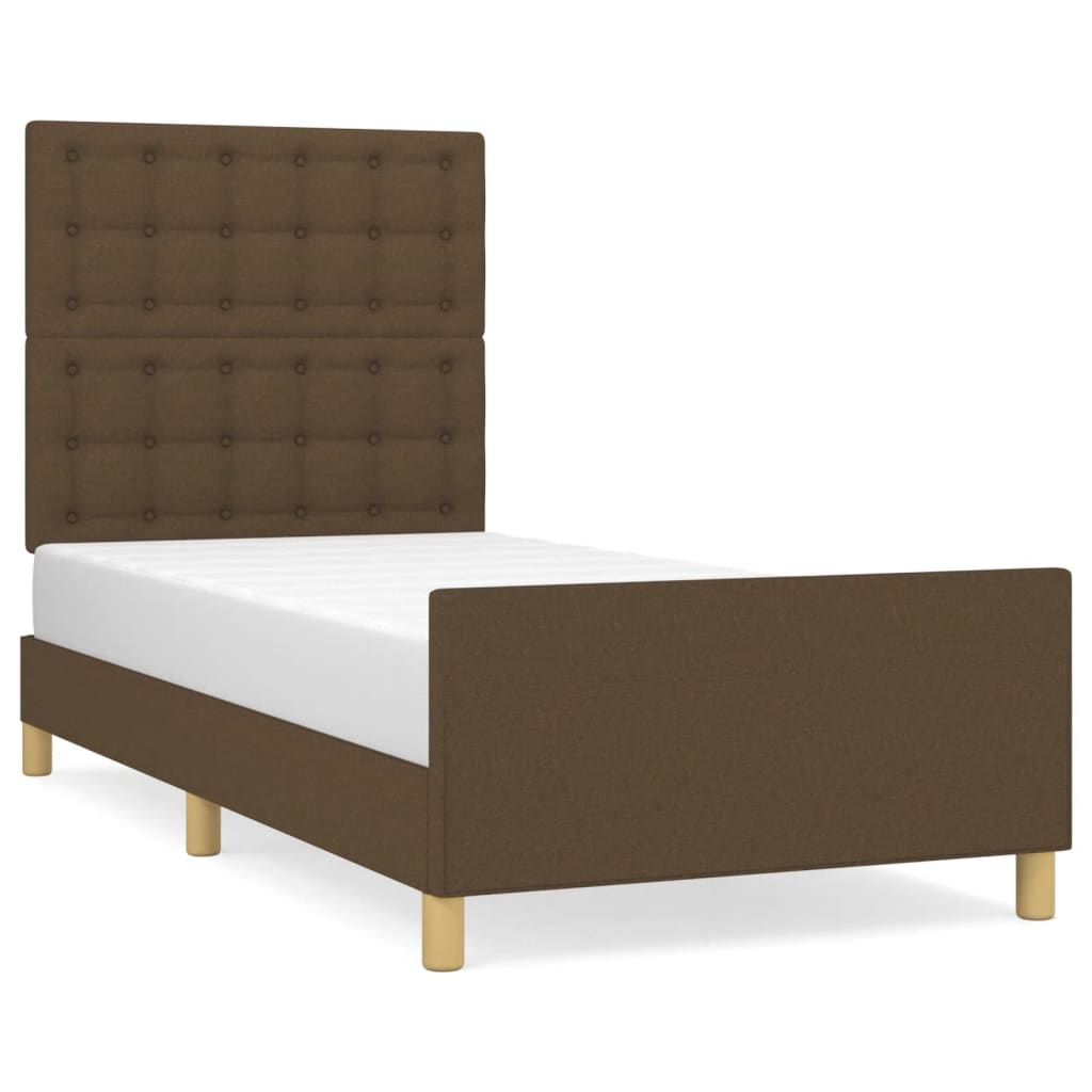 vidaXL Estructura de cama con cabecero de tela marrón oscuro 80x200 cm