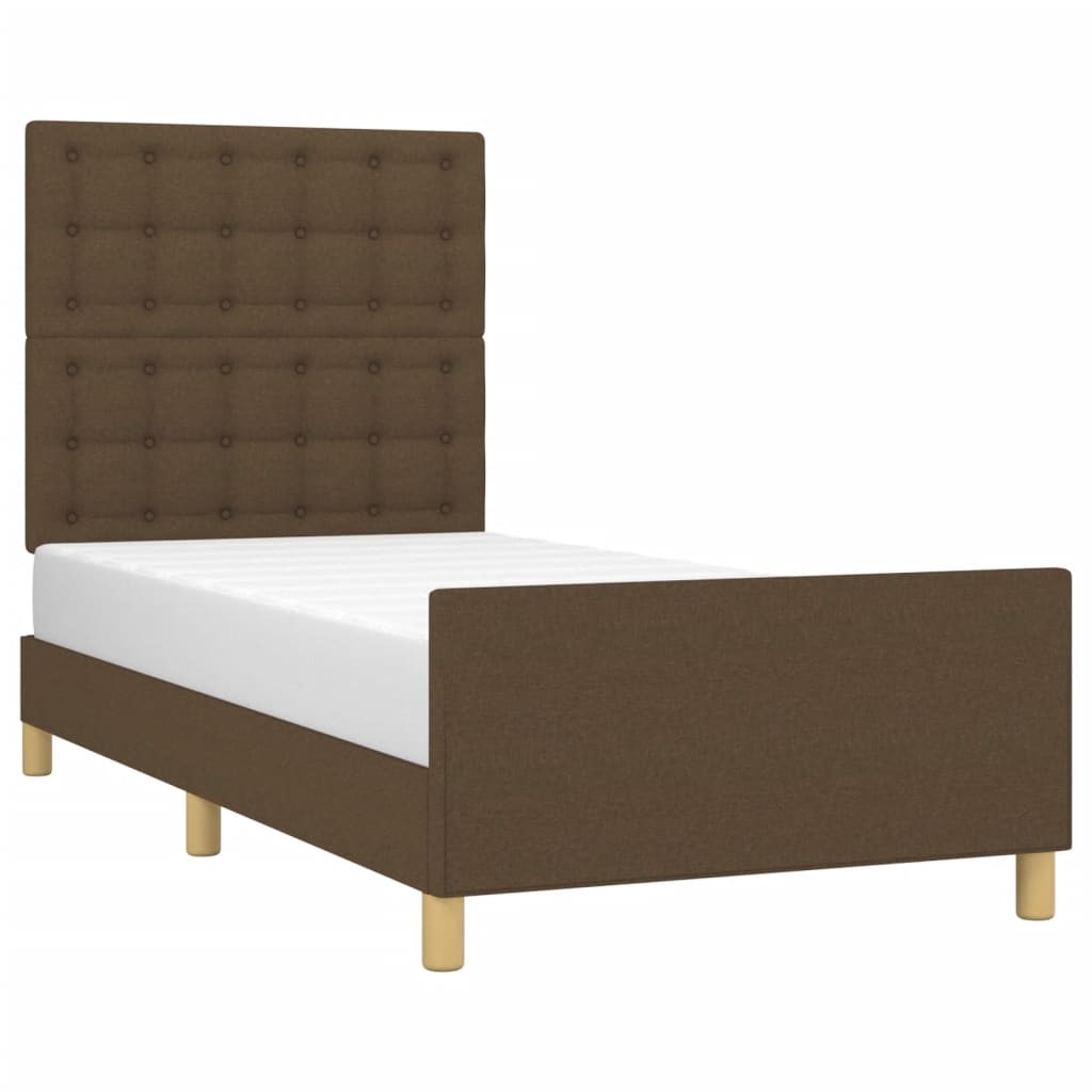 vidaXL Estructura de cama con cabecero de tela marrón oscuro 80x200 cm