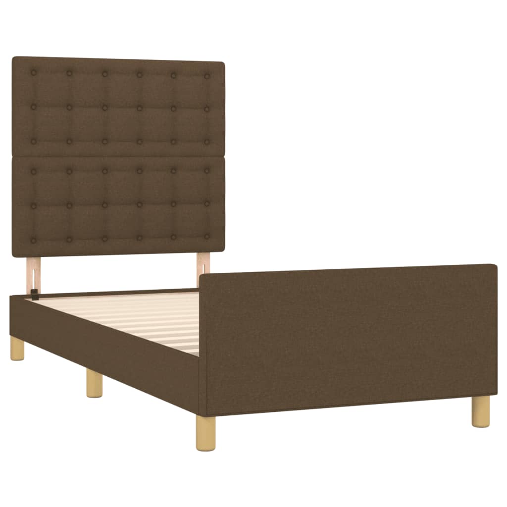 vidaXL Estructura de cama con cabecero de tela marrón oscuro 80x200 cm