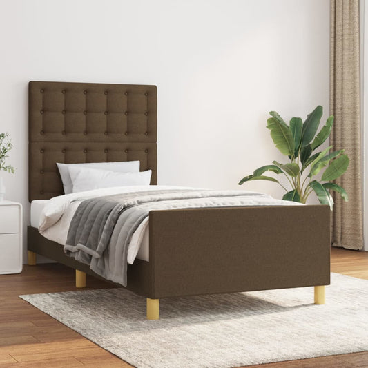 vidaXL Estructura de cama con cabecero de tela marrón oscuro 80x200 cm