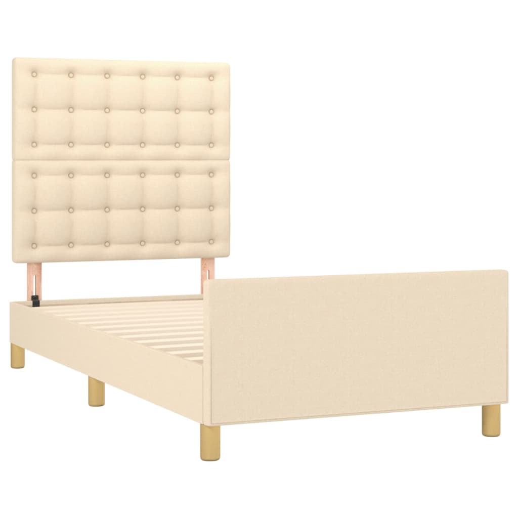 vidaXL Estructura de cama con cabecero de tela color crema 80x200 cm