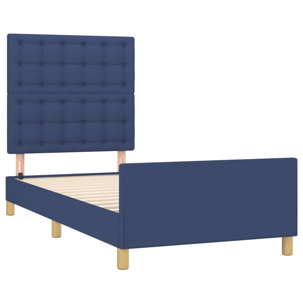 vidaXL Estructura de cama con cabecero de tela azul 80x200 cm