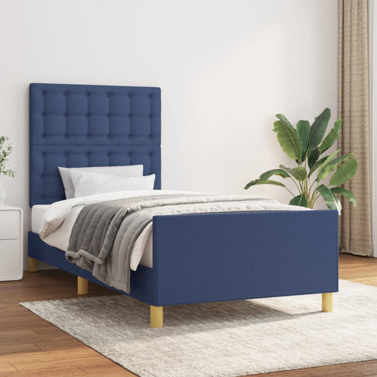 vidaXL Estructura de cama con cabecero de tela azul 80x200 cm