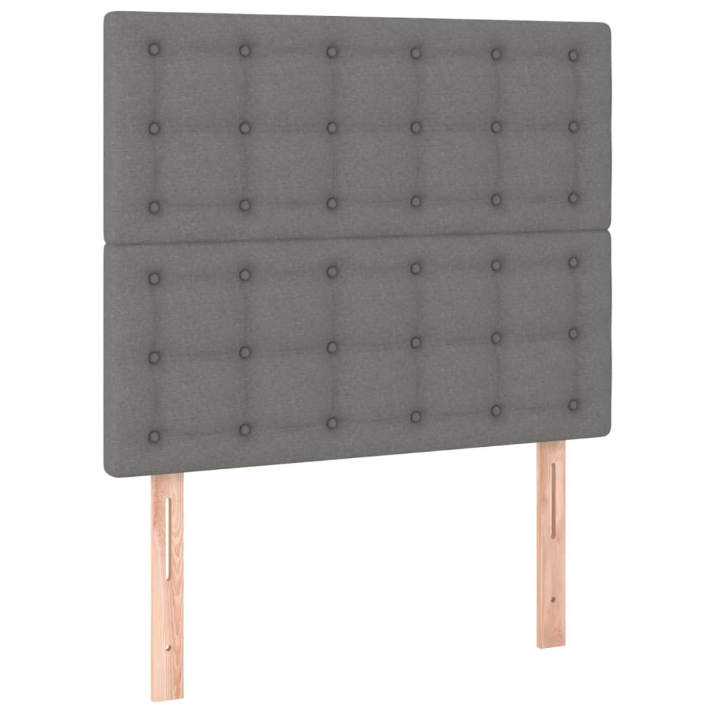 vidaXL Estructura de cama con cabecero de tela gris oscuro 90x190 cm