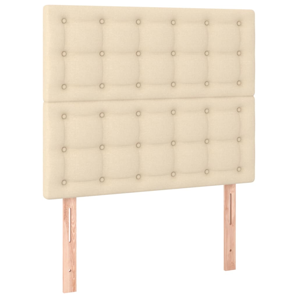 vidaXL Estructura de cama con cabecero de tela color crema 90x190 cm