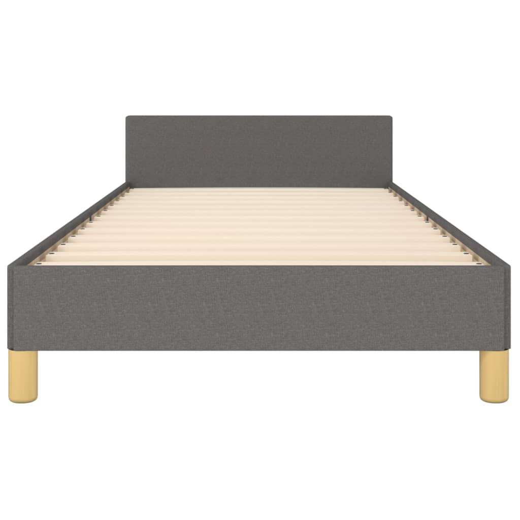 vidaXL Estructura de cama con cabecero de tela gris oscuro 90x200 cm