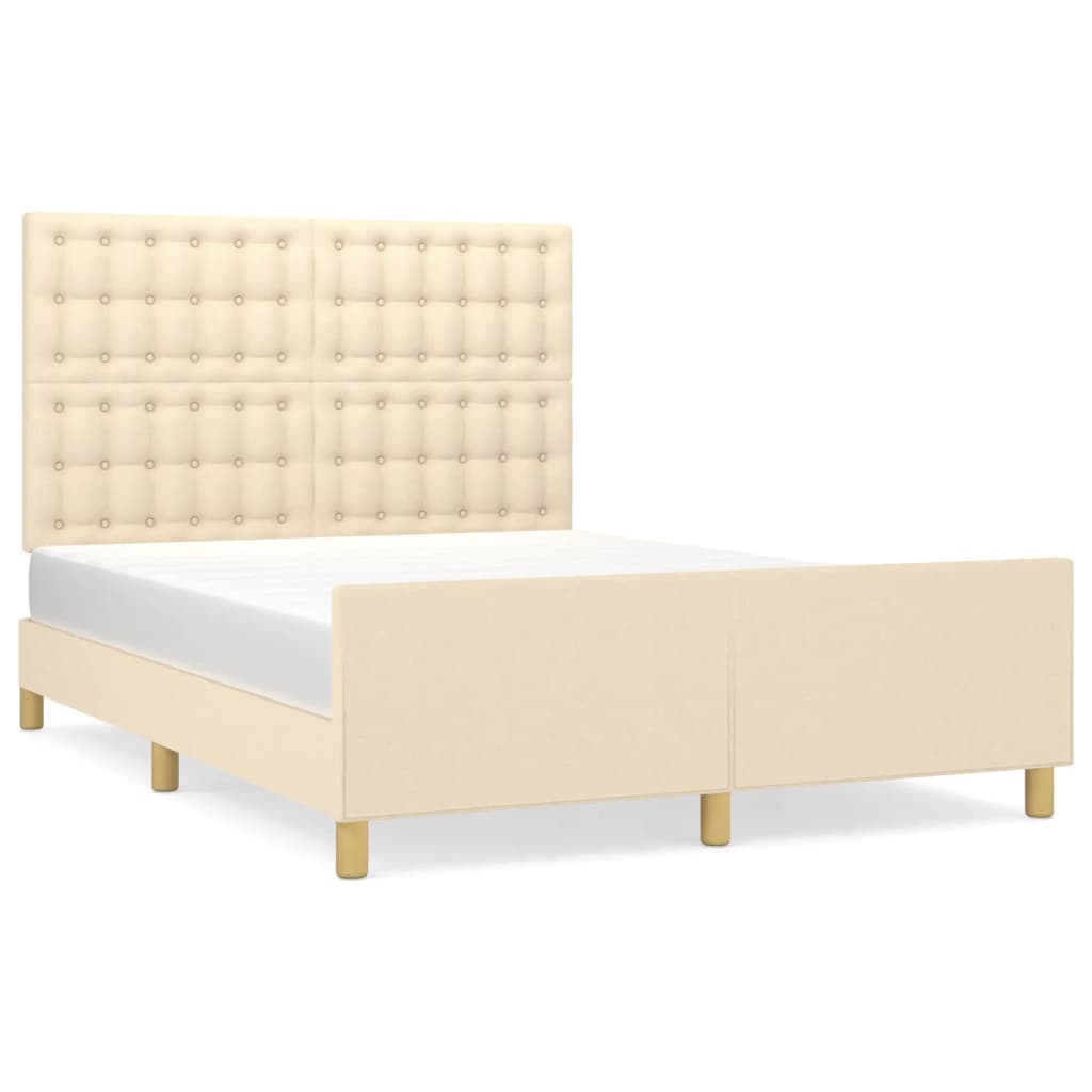 vidaXL Cama sin colchón tela color crema 140x190 cm