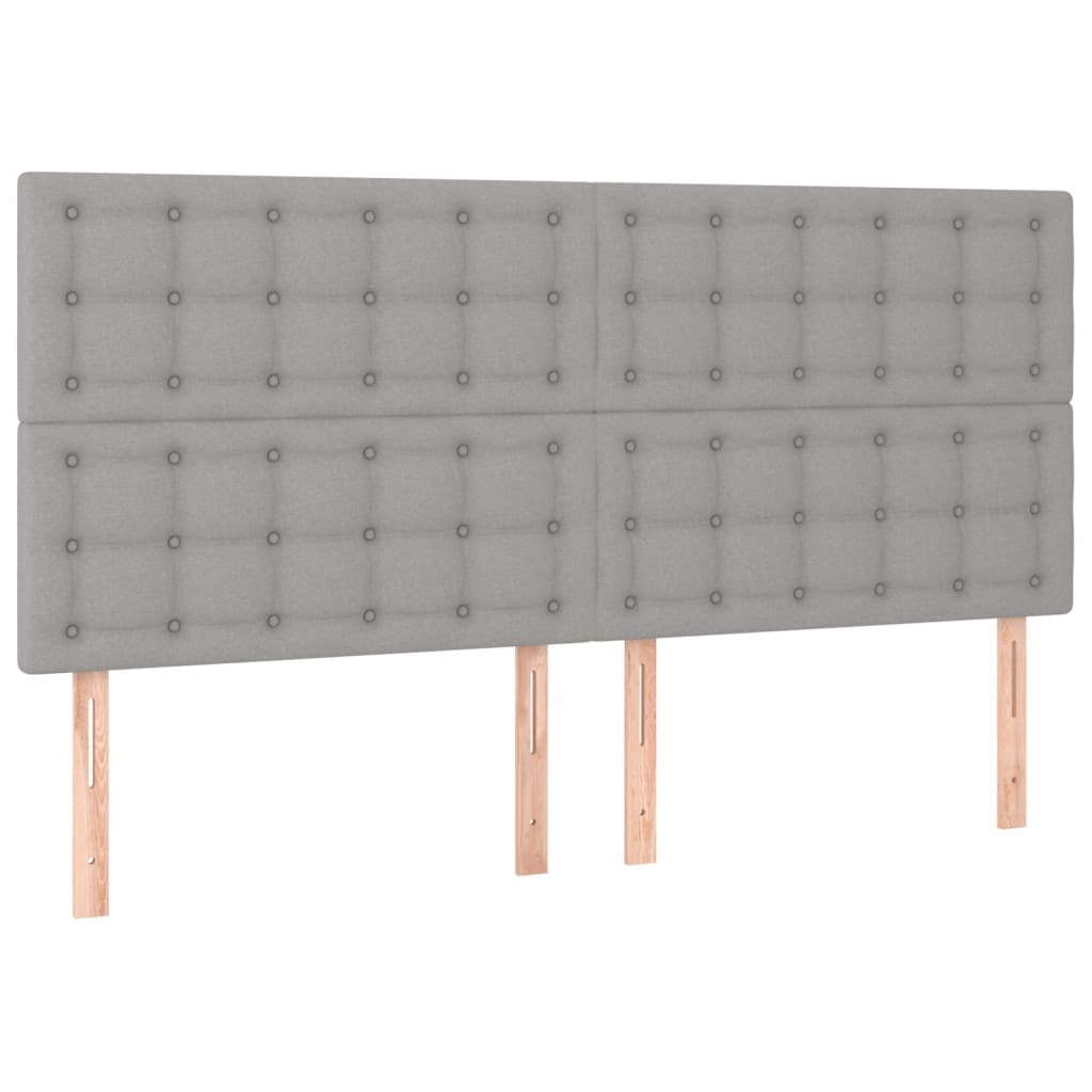 vidaXL Estructura de cama con cabecero tela gris claro 160x200 cm