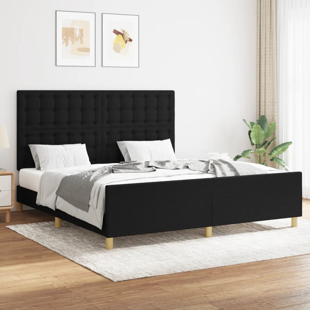 vidaXL Cama sin colchón tela negro 160x200 cm