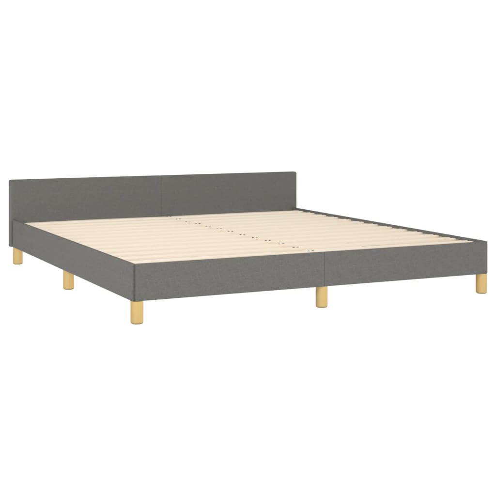 vidaXL Estructura de cama con cabecero tela gris oscuro 180x200 cm