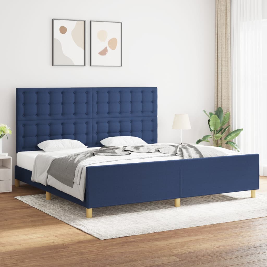 vidaXL Cama sin colchón tela azul 200x200 cm