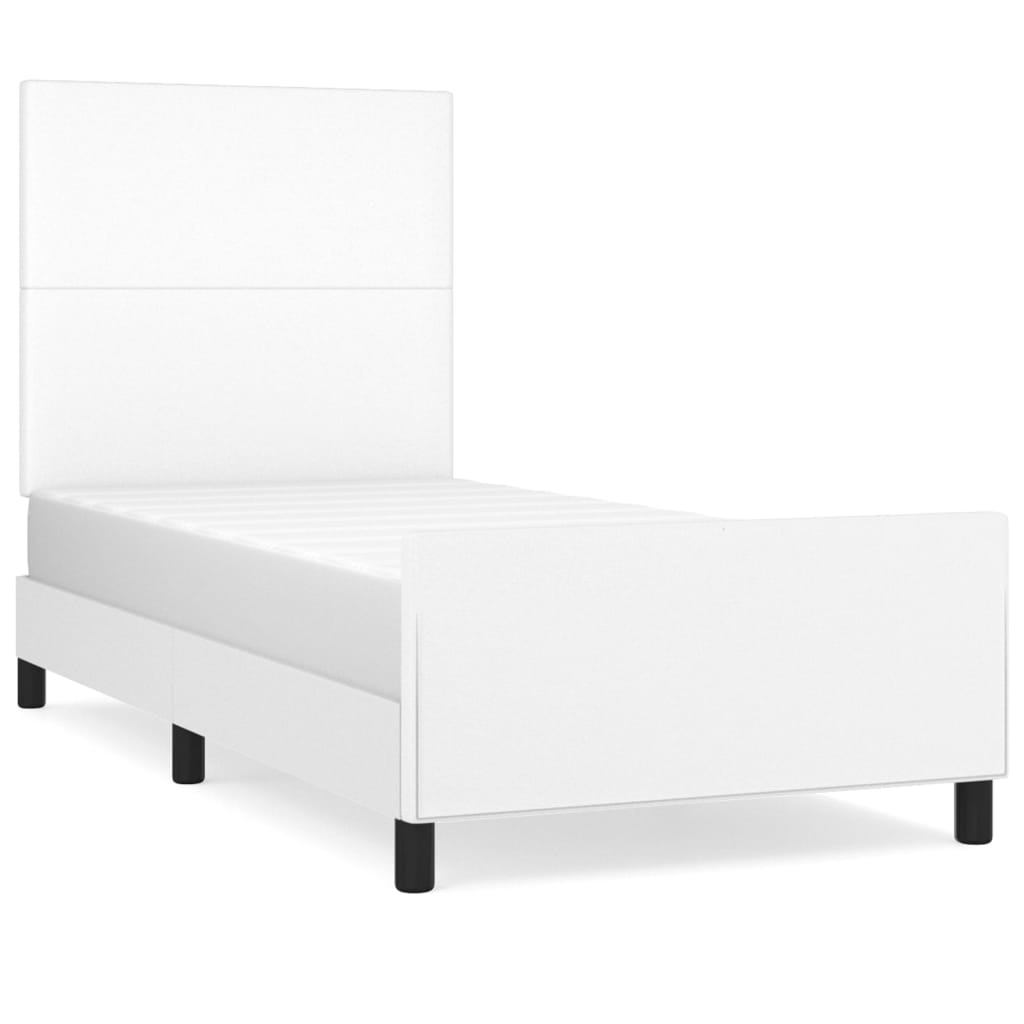 vidaXL Estructura de cama sin colchón cuero sintético blanco 90x190 cm