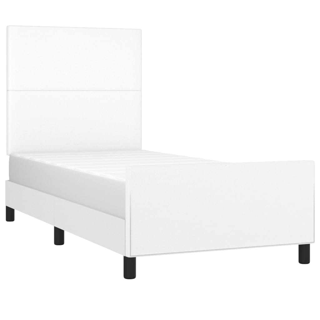 vidaXL Estructura de cama sin colchón cuero sintético blanco 90x190 cm